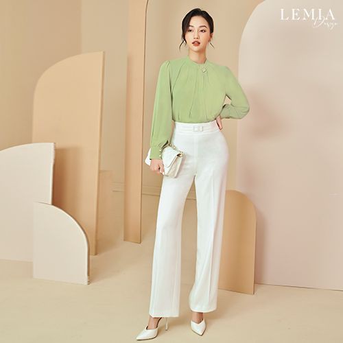 Quần nữ LEMIA dáng suông, thiết kế đai liền