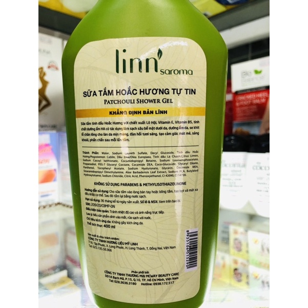 Sữa tắm Linn Saroma chiết Xuất hoa hồng   giúp dưỡng  ẩm, sáng da, hương thơm quyến rũ chai 400ml