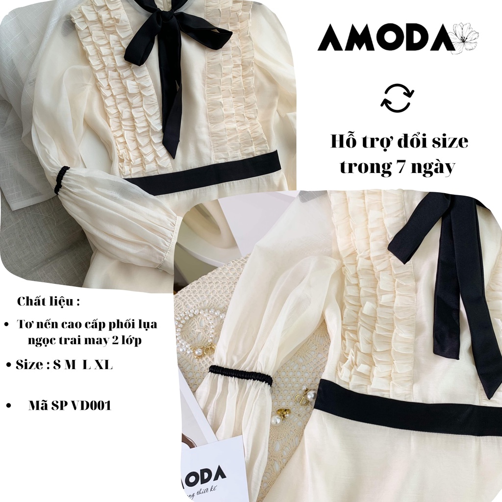 Váy nữ đầm thiết kế  xinh dáng dài tiểu thư dài tay sang chảnh  cao cấp ôm eo  cho nàng đi làm đi chơi AMODA VD001 | BigBuy360 - bigbuy360.vn