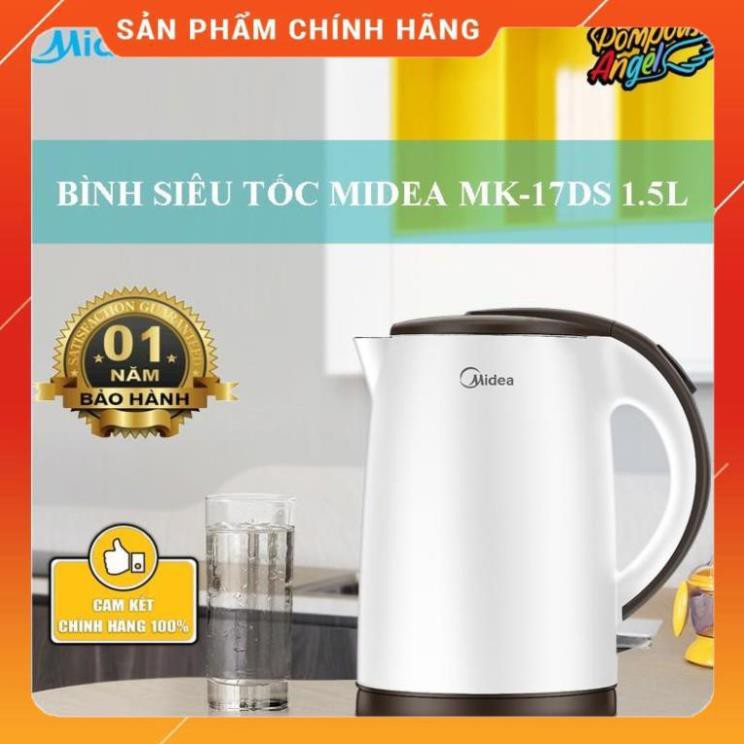 [Mã SKAMPUSHA7 giảm 8% đơn 250k]Bình đun nước MIDEA MK17DS 1.7L chính hãng (vthm9) Huy Anh