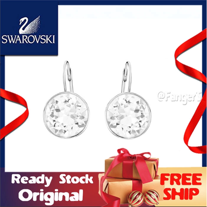 Hàng Có Sẵn!!!Bông Tai Mạ Vàng Đính Pha Lê Trắng Thời Trang Swarovski