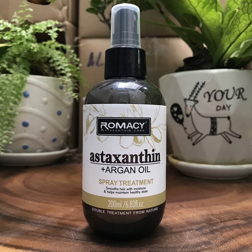 Xịt dưỡng phục hồi tóc hư tổn ROMACY ASTAXANTHIN Argan Oil Spray Treatment 200ml
