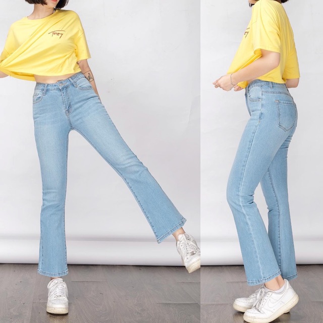 Quần loe ngố basic lưng cao