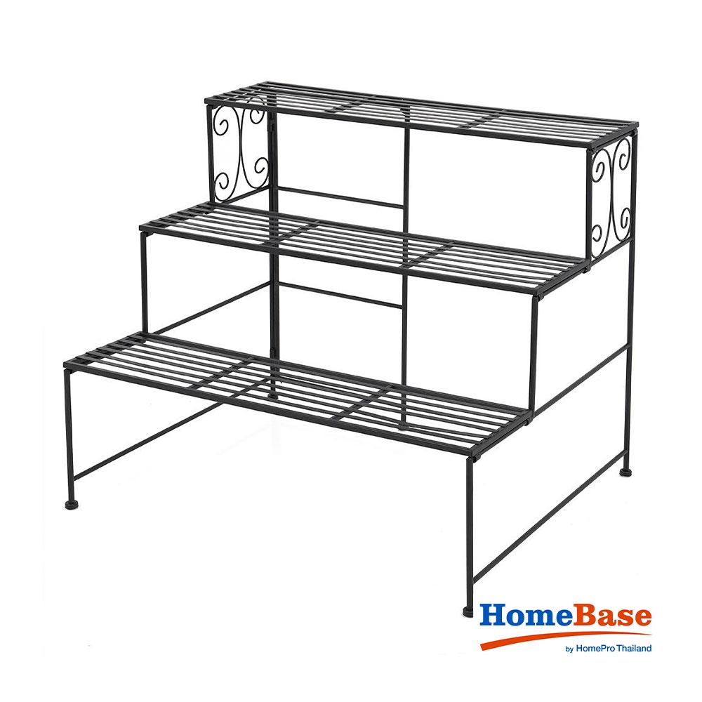 HomeBase SPRING Kệ để chậu hoa, chậu cây cảnh 3 tầng (66x61x78 cm) Màu xám bạc