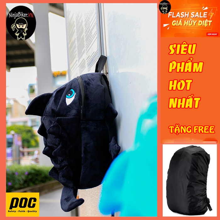 BALO KHỦNG LONG MÀU ĐEN CỠ TRUNG TẶNG BỌC BALO ĐI MƯA