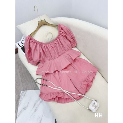 Sét bộ trễ vai bèo chun mặc 2 kiểu