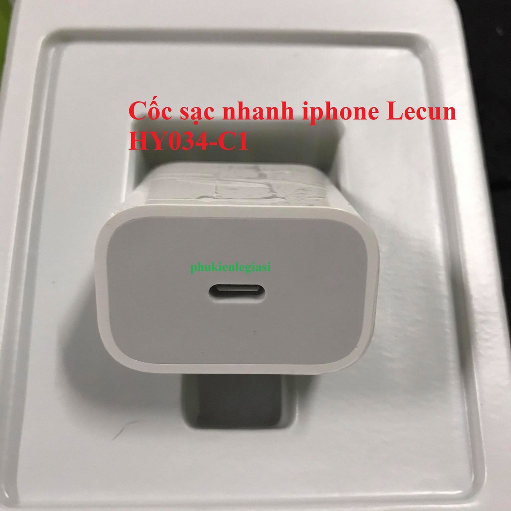 Cốc sạc nhanh iphone 20W chuẩn PD type C to lightning hiệu Lecun HY034-C1 C41