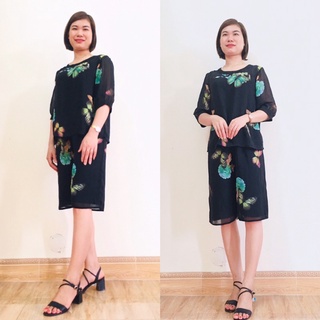 Bộ đồ lanh lụa mùa hè mặc nhà mát mẻ dành cho tuổi trung niên mã BĐ102