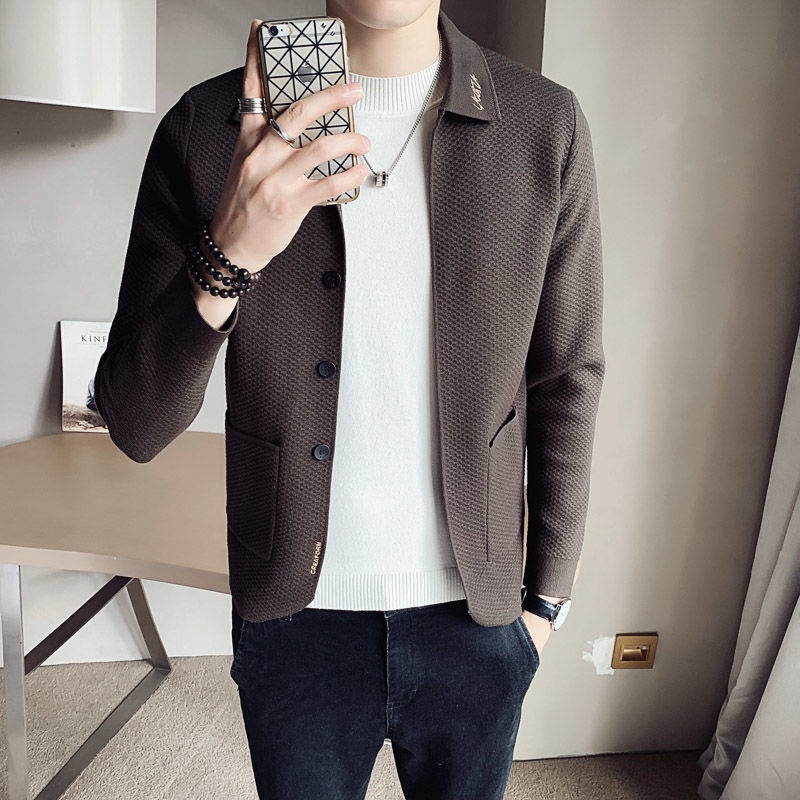 Áo khoác cardigan dệt kim dáng rộng phong cách Hàn Quốc thời trang xuân thu cho nam