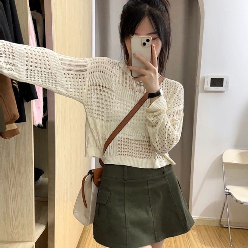 Áo chống nắng NZN tay dài cổ tròn thiết kế đục lỗ thời trang mùa hè hàng mới