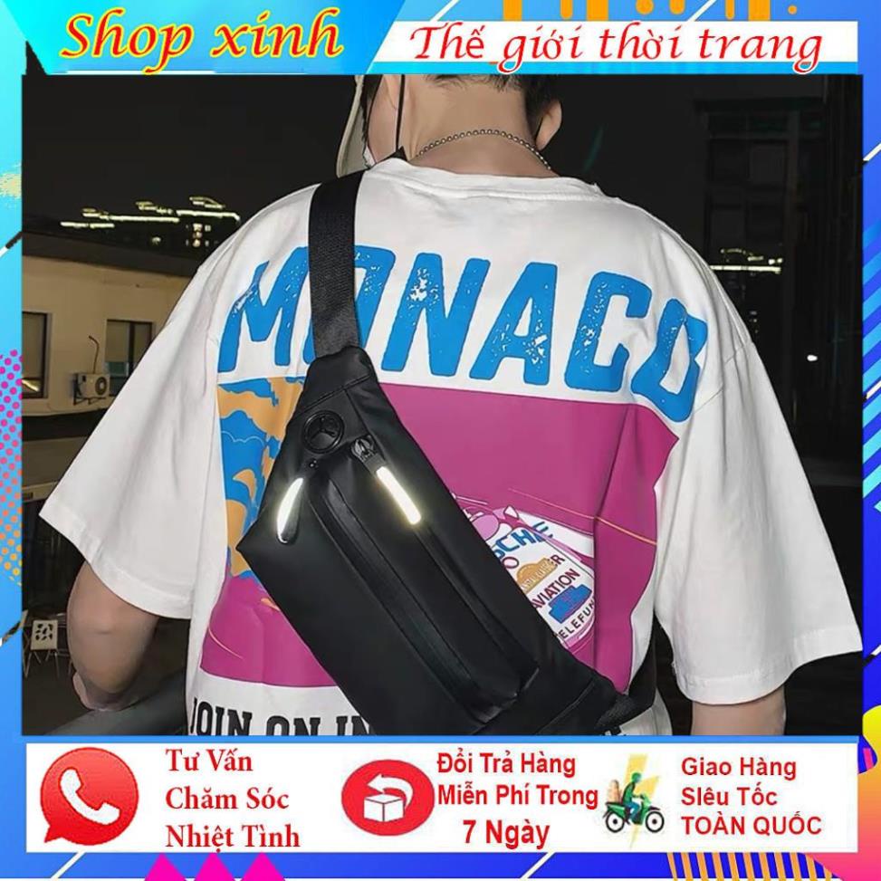 Túi đeo chéo khóa phản quang Cao Cấp, túi đeo bụng vải Oxford dày dặn, chống nước, nhiều ngăn nhỏ đựng đồ tiện dụng. | BigBuy360 - bigbuy360.vn