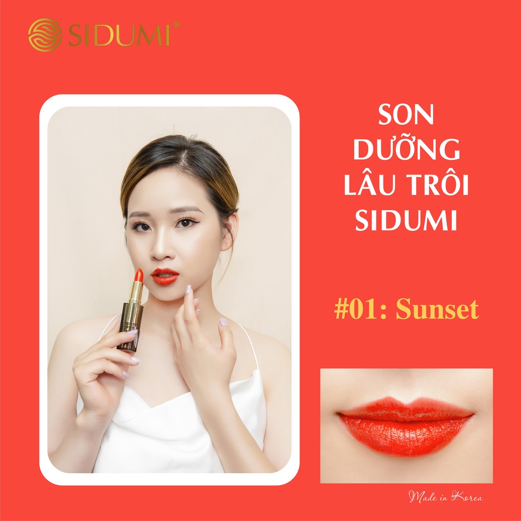 Son dưỡng môi có màu Sidumi Last Lipstick dưỡng ẩm lâu trôi chính hãng Hàn Quốc 4g SDM 602