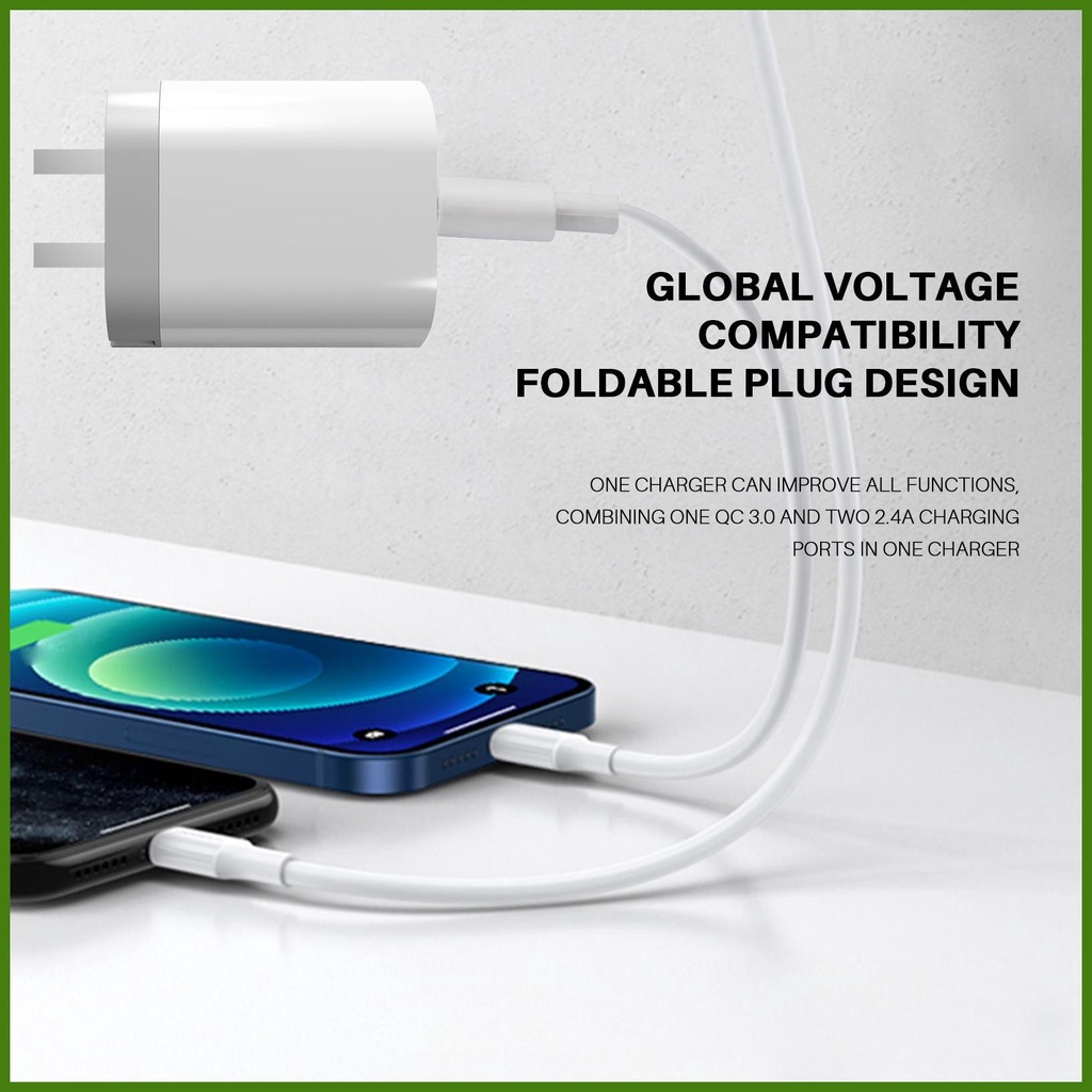 Củ Sạc Nhanh QC3.0 USB 3 Cổng Gắn Tường Tiện Dụng