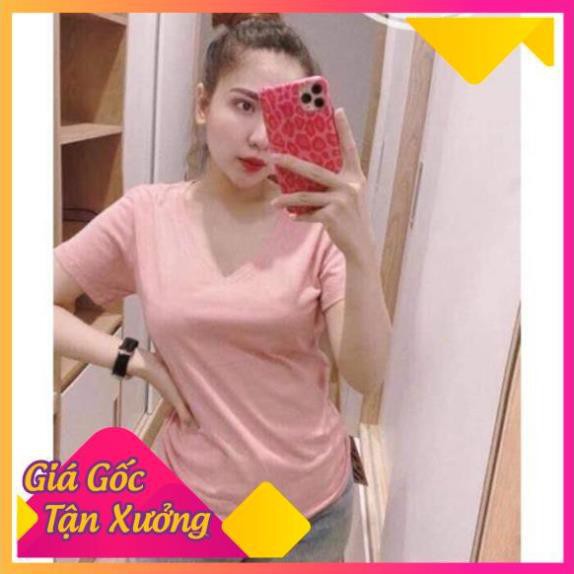 GIÁ GỐC - HÀNG ĐẸP FREESHIP SỈ COTTON Áo phông trơn cổ tim - Áo phông GAP cổ tim mềm mịn, thấm hút mồ hôi AN38