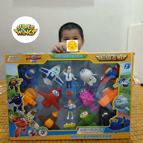 Bộ 14 nhân vật Đội bay Siêu đẳng Super Wings Biến hình Máy bay robot