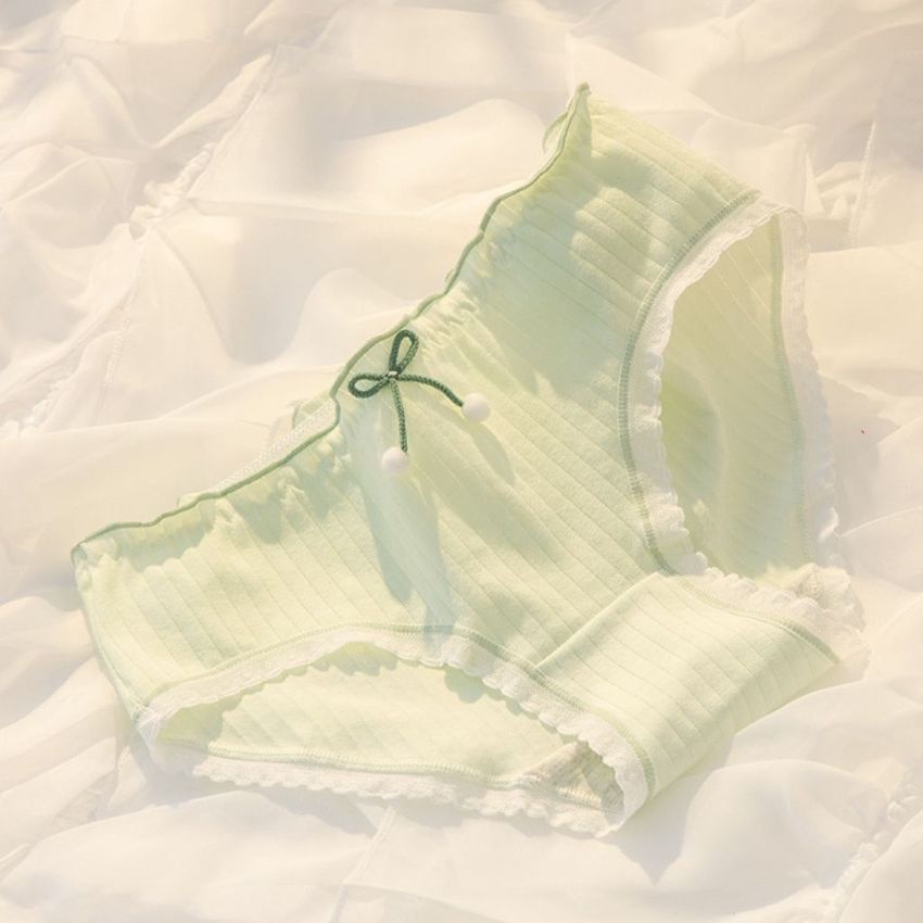 Quần lót nữ, quần lót ren cotton kháng khuẩn khử mùi viền ren đính nơ cute dễ thương - L399