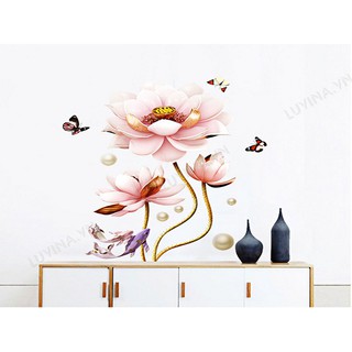 Decal dán tường Hàn Quốc- trang trí nhà cửa, văn phòng, quán cafe, cửa hàng- SEN GẤM