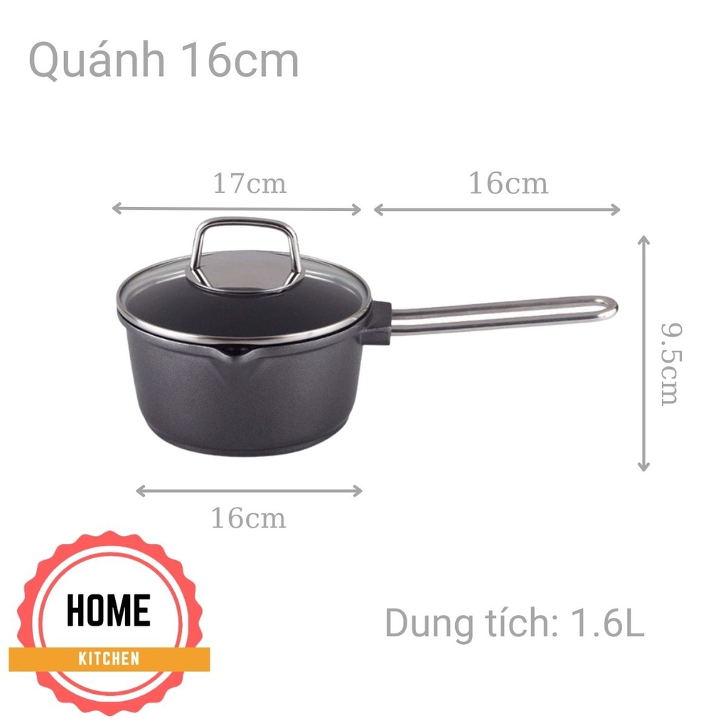 Quánh chống dính Elo cao cấp 16cm. Đáy đúc liền, vòi rót tiện lợi, vung kính chắc chắn. Bảo hành 1 năm