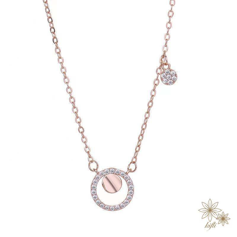 Niche Vòng cổ Mặt Đĩa Nhỏ Đính Kim Cương Sang Trọng Nhẹ Nhàng