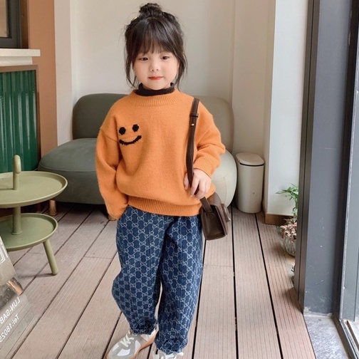 Quần Jeans Dài Ống Đứng Thời Trang Cho Bé Gái