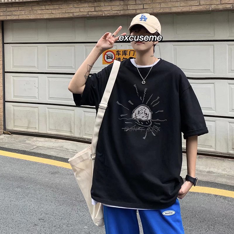 Áo Thun Dáng Rộng In Chữ Phong Cách Hip Hop Đường Phố Hàn Quốc Thời Trang Mùa Hè Cho Nam Và Nữ [M-8XL]