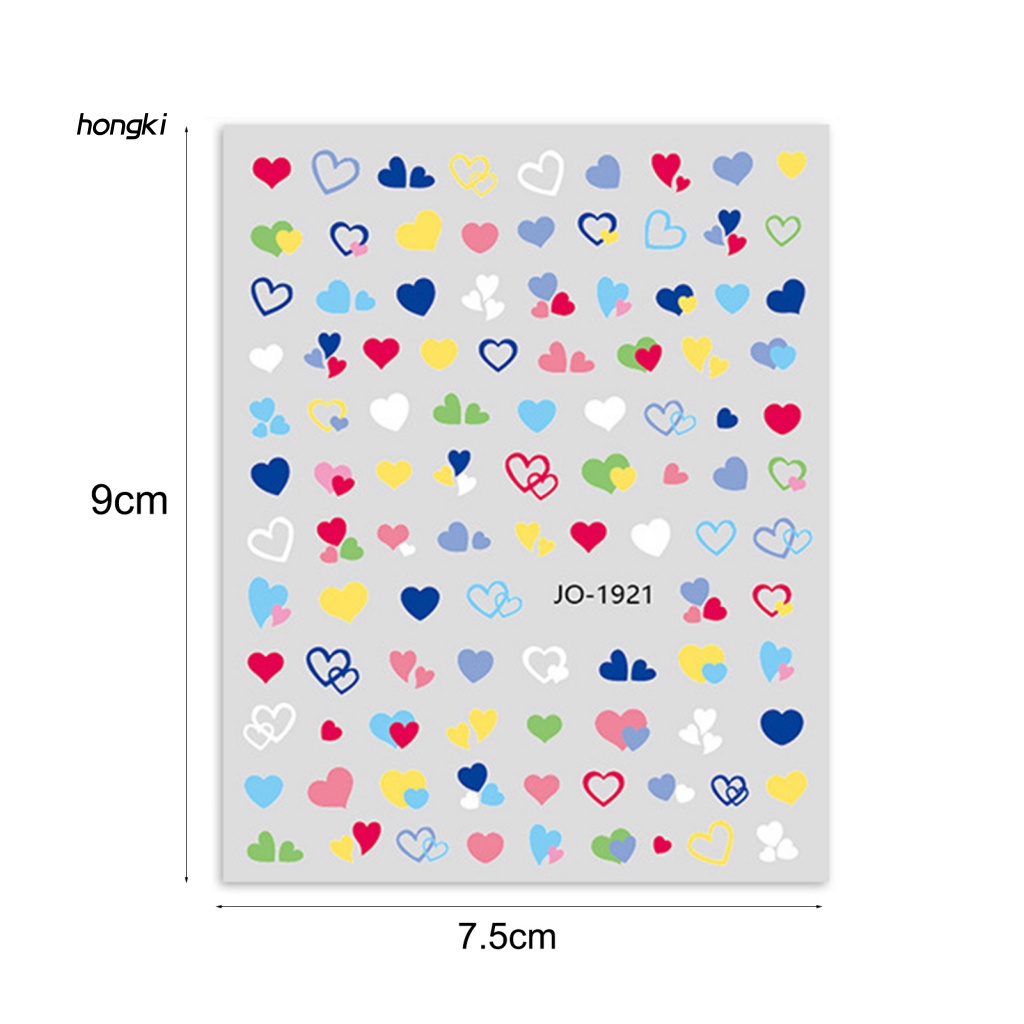Nhãn Dán Móng Tay Lâu Trôi Không Thấm Nước Họa Tiết Trái Tim Xinh Xắn