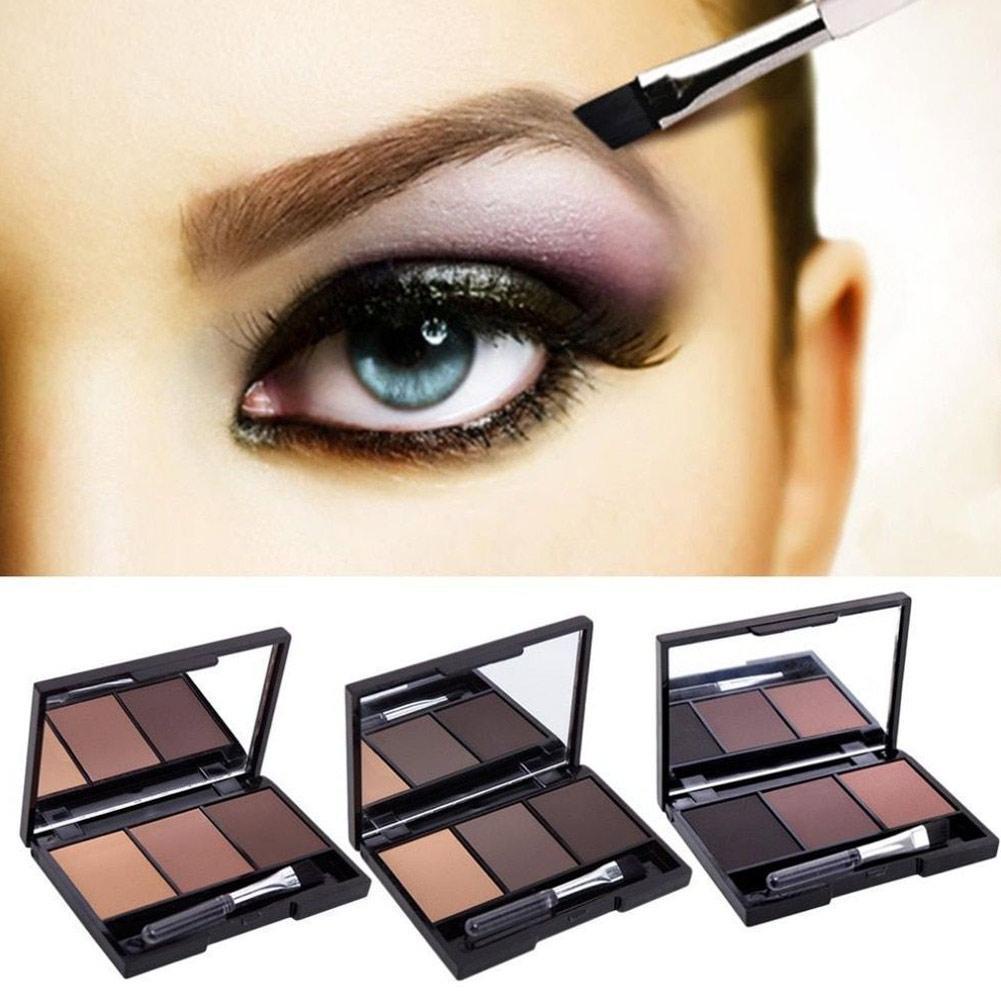 Bảng Phấn Kẻ Lông Mày 3 Màu Không Thấm Nước Kèm Cọ Và Gương Tiện Dụng