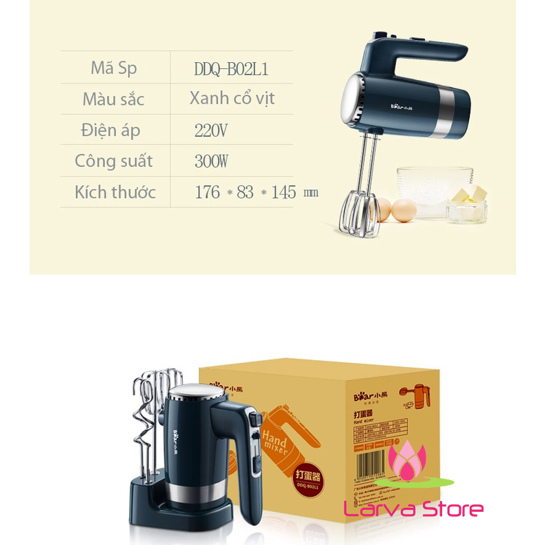 Máy đánh trứng, nhồi bột Bear HM-B01V1 hoạt động mạnh mẽ 10 cấp độ - Bản Quốc Tế