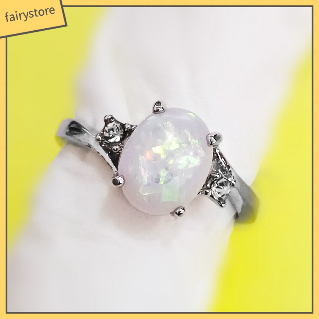 Nhẫn Hợp Kim Đính Đá Opal Nhân Tạo Thời Trang Cho Nữ
