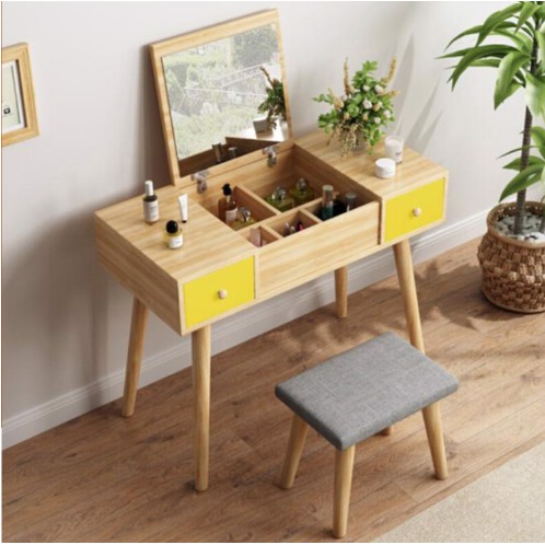 🍀 Bàn Trang Điểm Thông Minh Gương Lật Đa Năng 2 Ngăn Kéo GP43