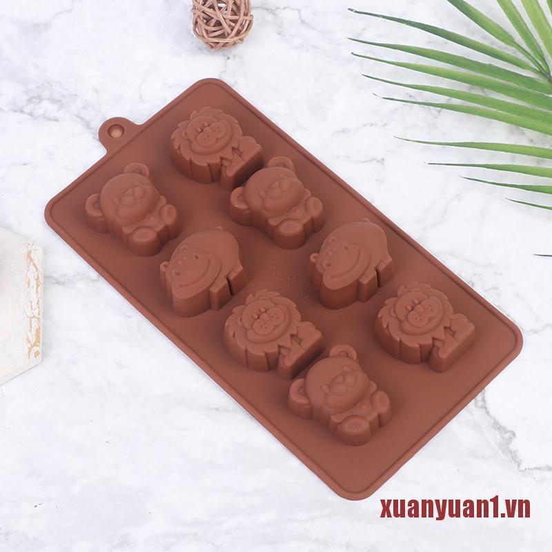 Khuôn Làm Bánh, Xà Phòng, Sô Cô La Hình Con Vật, Sư Tử, Gấu, Hà Mã, Chất Liệu Silicone