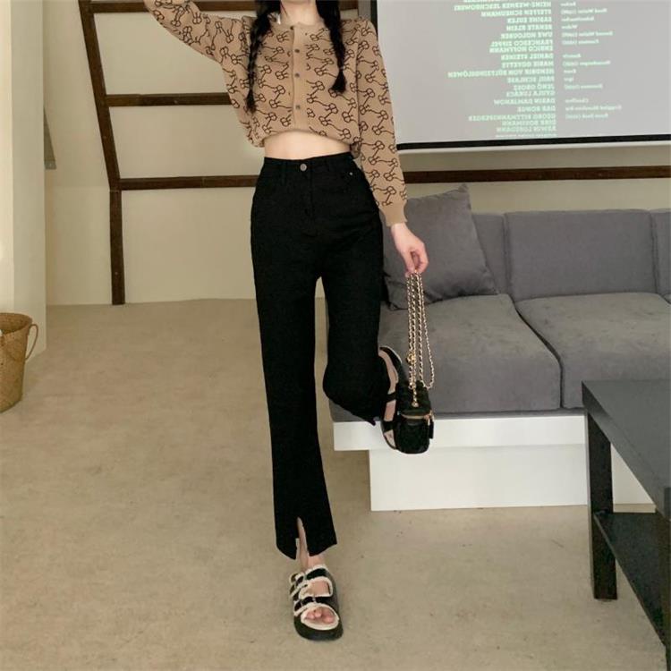 Quần Jean Đen Dáng Ôm Ống Đứng Thời Trang Cho Nữ