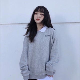 Áo thun sweater nam nữ cổ tròn - dài tay màu xám