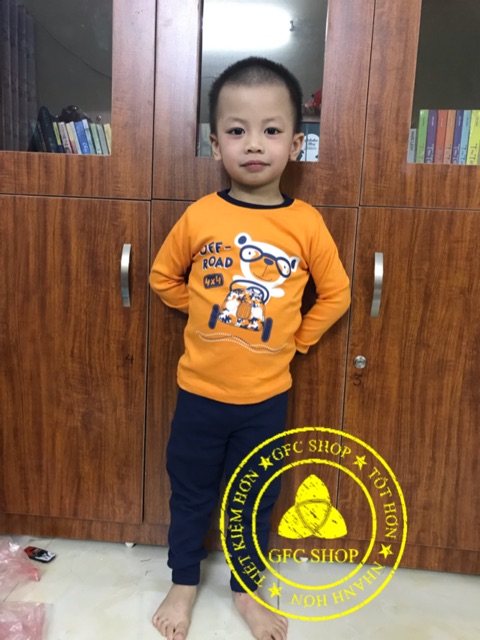 Bộ cotton len bé trai da cam 8-21 kg ( Hình thật )