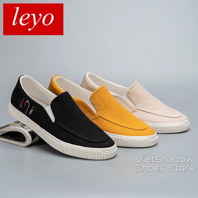 Slip on nam LEYO - Giày lười vải nam "te tua" - Vải thô 3 màu đen, be và vàng - Mã SP A1107 | BigBuy360 - bigbuy360.vn