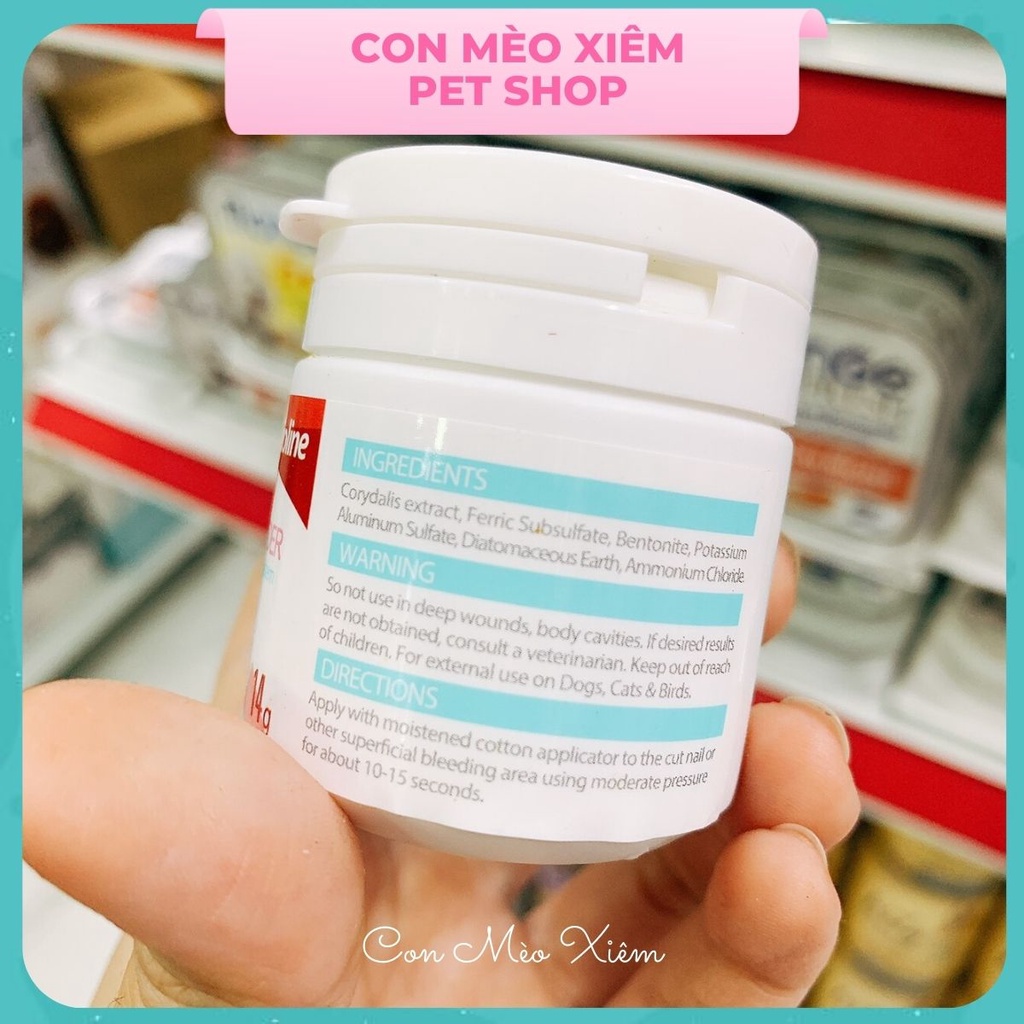 Bột cầm máu chó mèo Bioline 14g, phụ kiện grooming chăm sóc thú cưng Con Mèo Xiêm