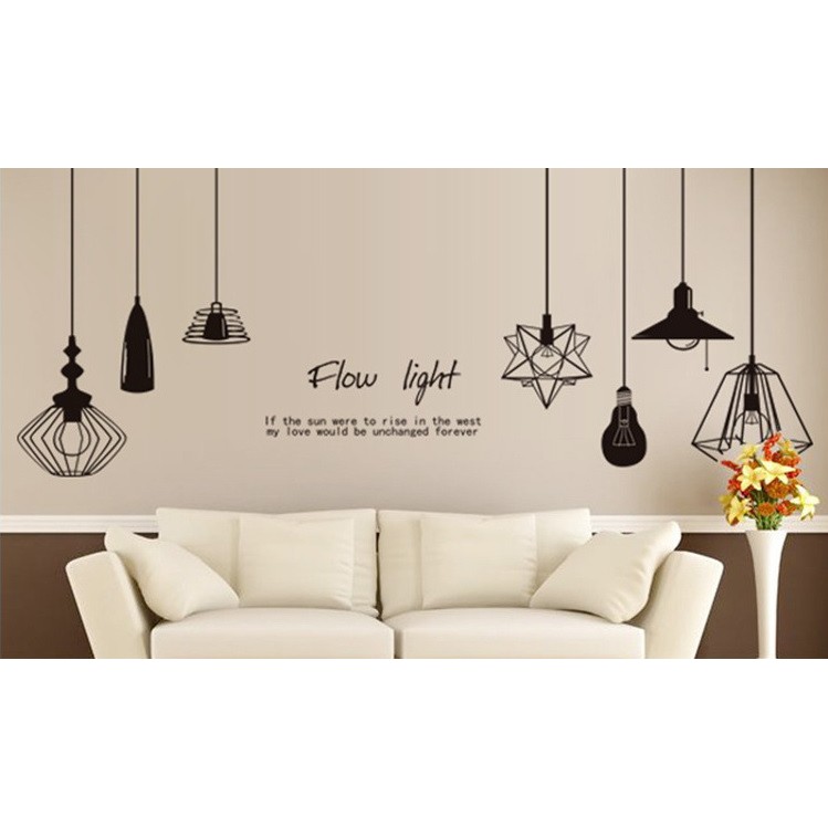 Decal dán tường Dây đèn đen