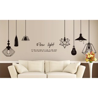 Decal dán tường Dây đèn đen