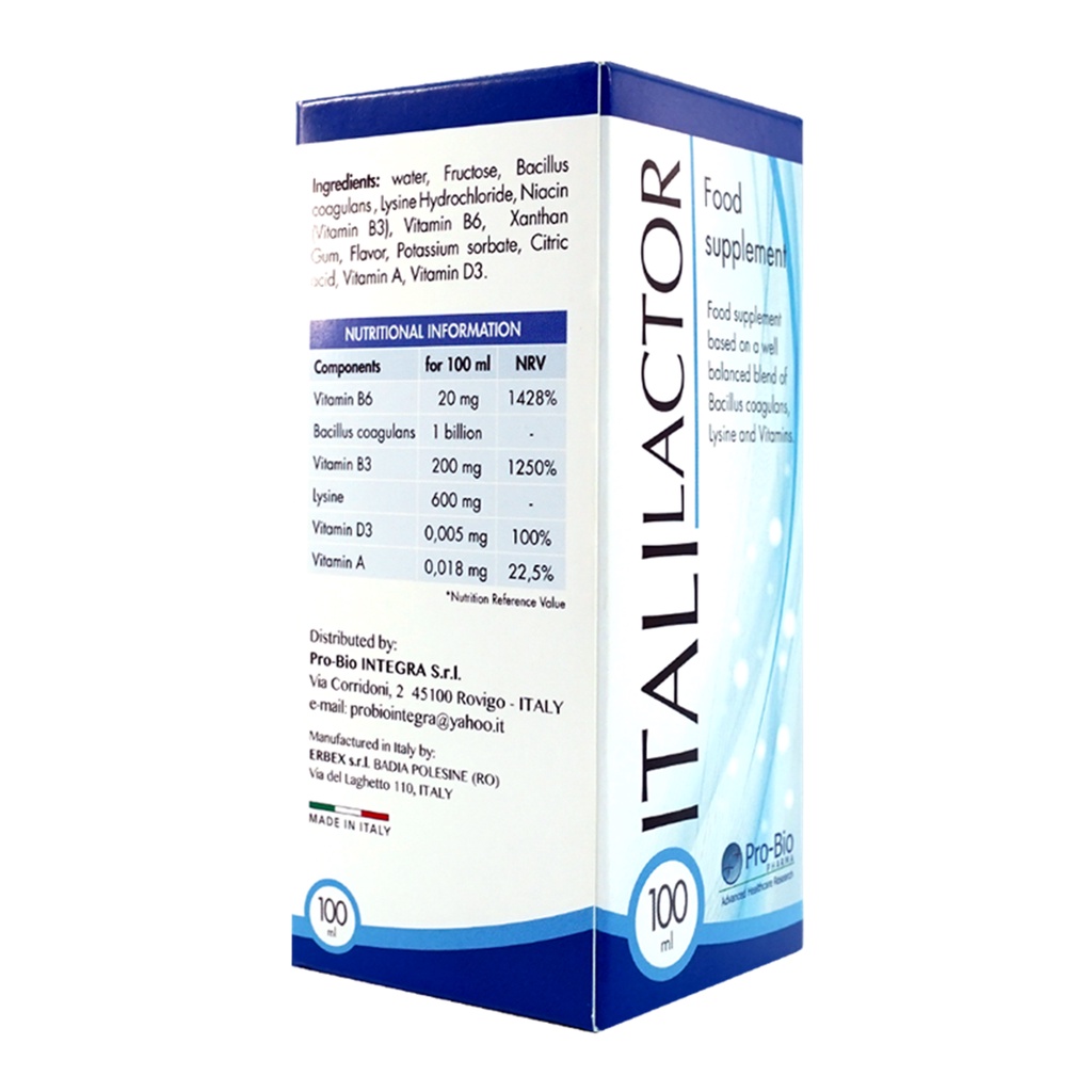 Men vi sinh ItaliLactor bổ sung lợi khuẩn cho trẻ nhỏ chai 100ml