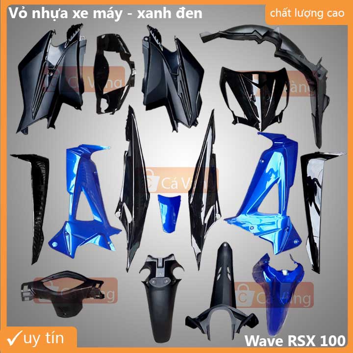 Vỏ nhựa xe máy, dàn áo xe máy RSX 100 - 2008, 2009 màu Xanh Đen