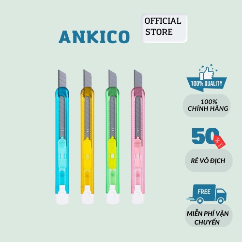 Dao dọc giấy nhỏ Deli 2054 dao dọc giấy thiết kế vỏ nhựa trong suốt xinh xắn ANKICO
