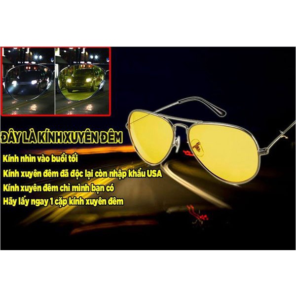 Kính nhìn xuyên đêm mắt vàng chống chói lóa, bảo vệ mắt - Mắt kính vàng thời trang che bụi, chắn gió khi đi đường