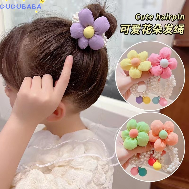 Dây Buộc Tóc Hình Vương Miện Đính Ngọc Trai Phong Cách Mới Cho Bé Gái
