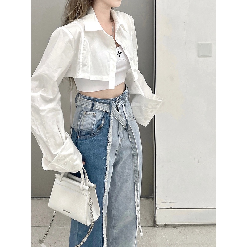 Set Áo Sơ Mi + Áo Khoác Không Tay + Quần Jeans Màu Sắc Thời Trang Mùa Hè Cho Nữ