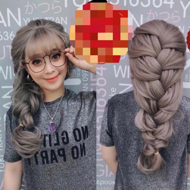 Tóc giả bím+ lưới trùm
