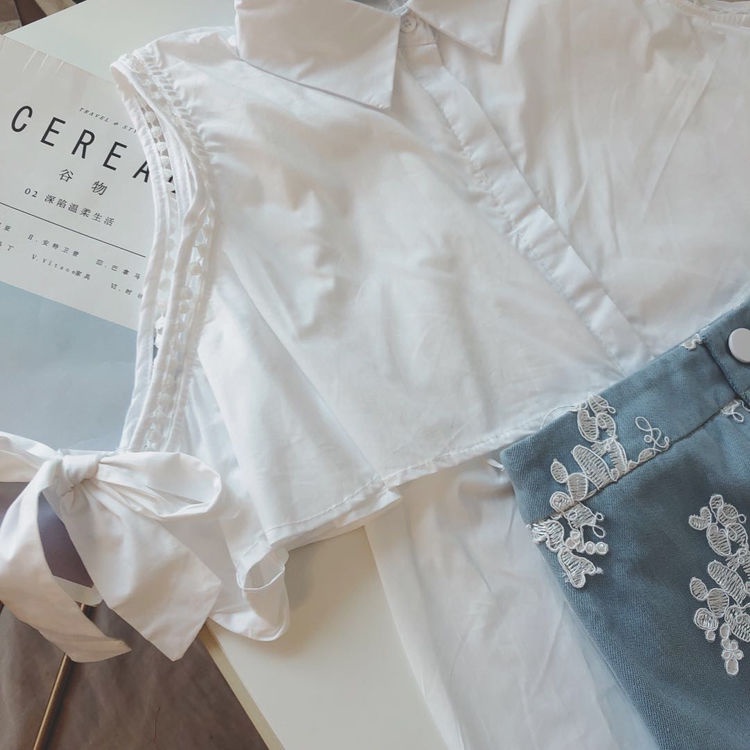 Set Áo Sơ Mi Và Chân Váy Jeans Xinh Xắn Dành Cho Nữ