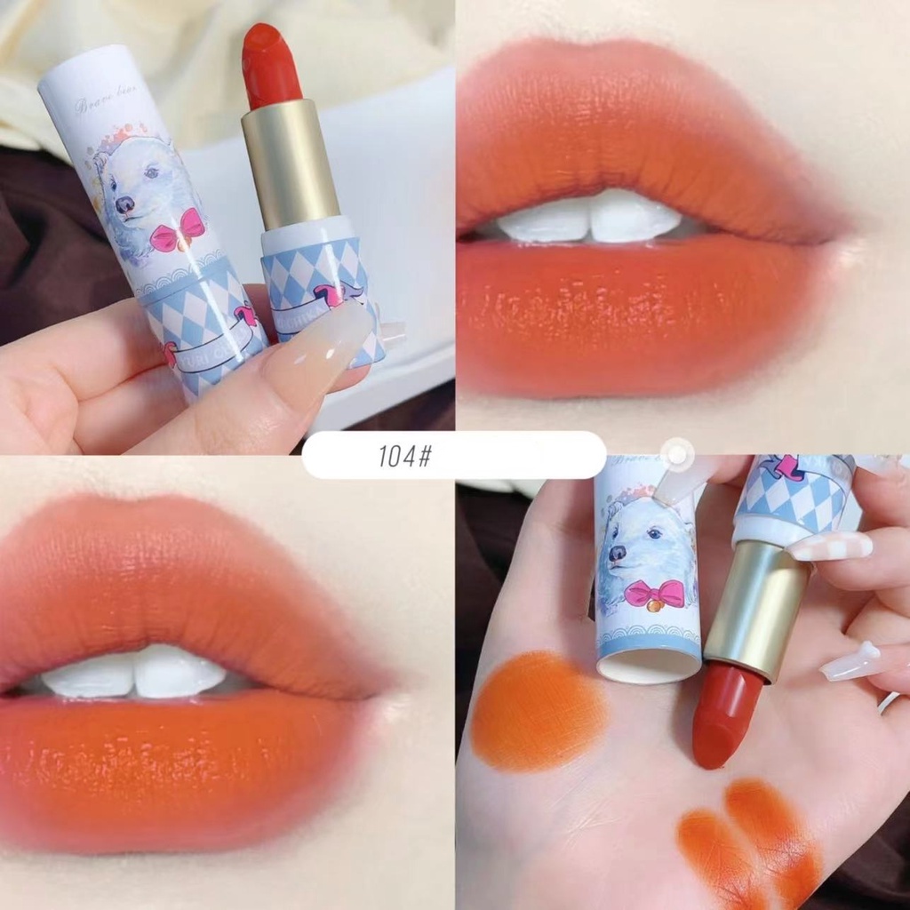 Thỏi Son Môi Nhung Lì Lâu Trôi Chống Dính Thiết Kế Vỏ Hình Ống Giấy Độ