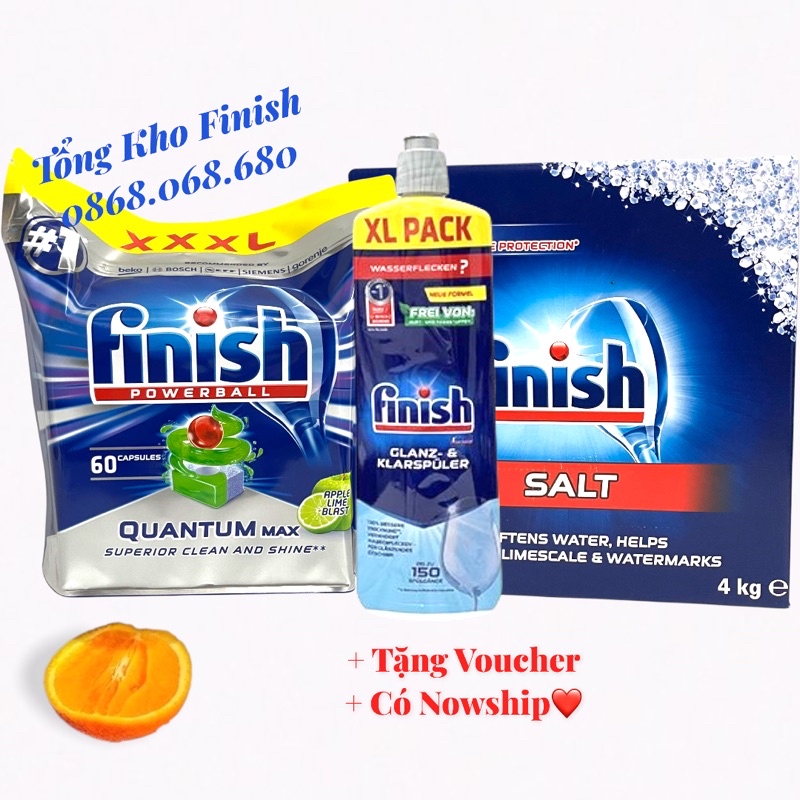 [Combo sạch bóng] Quantum max 60v + Muối 4kg + Bóng 750ml