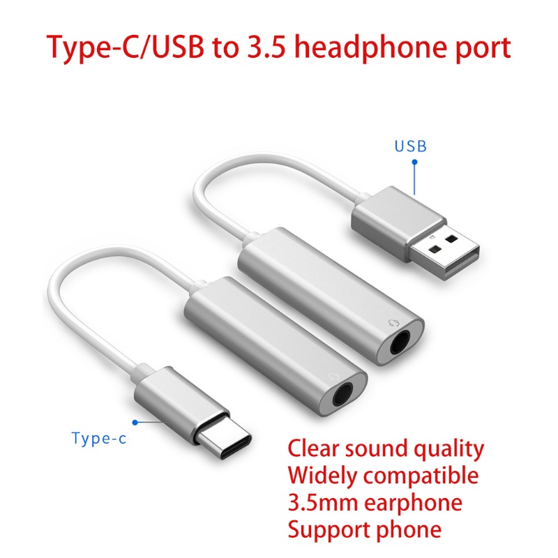 Utake USB type-C To 3.5 mm Stereo Jack Headset Audio Adapter Cable External Sound Card Jack