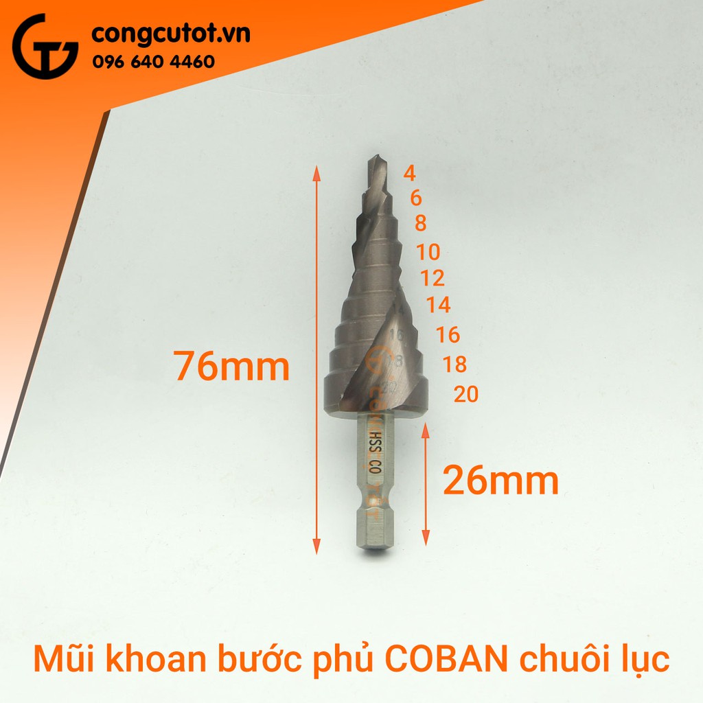 Mũi khoan bước xoắn M35 chuôi lục phủ Coban